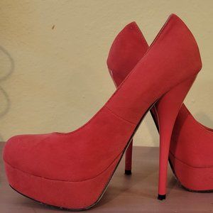 Glaze - Orange Suede Platform Pumps